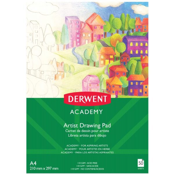 Derwent Academy Drawing Pad A4 Portrait 50 Sheet 110g