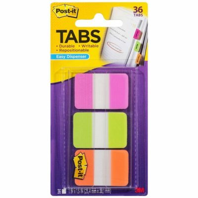 Post-It 686 Durable Tabs Pink Green and Orange 36 Tabs