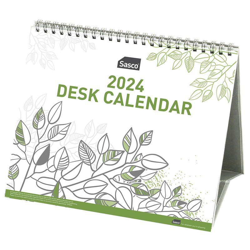 Sasco 2024 Eco Tri-Fold Desk Calendar 210 X 180mm 12 Pack