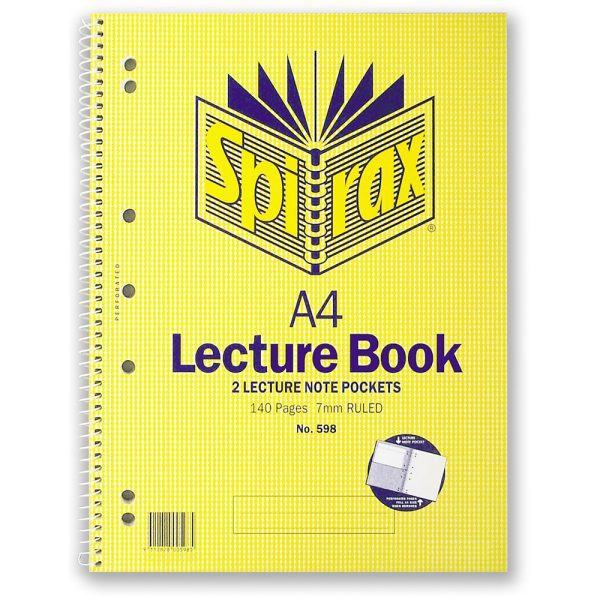 Spirax 598 A4 Lecture Book With Pocket Side Opening 140 Pages