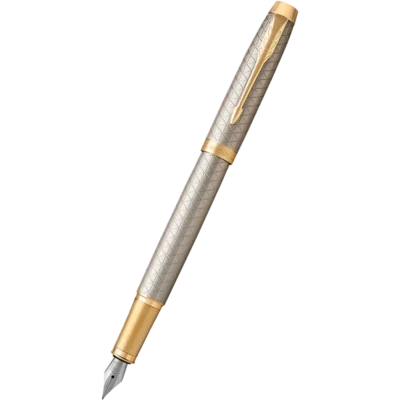Parker Im Premium Warm Grey Etched Gold Trim Fountain Pen