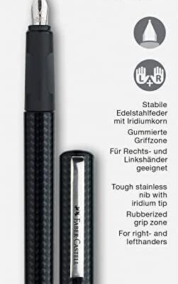 School Fountain Pen Royal Black With 6 Refill Cartridges