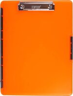 Dexas Slimcase Clipboard with Side Opening Storage- Neon Orange
