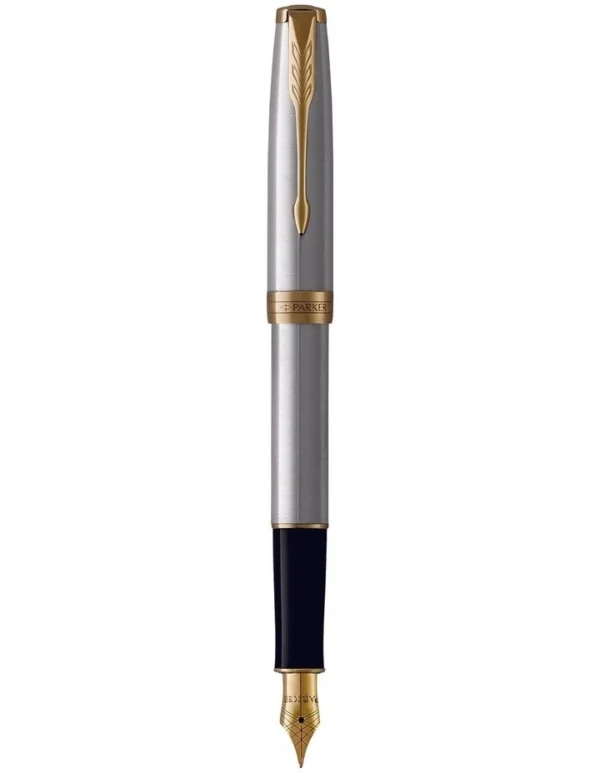 Parker Sonnet Stainless Steel Gold Trim Fountain Pen