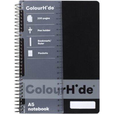 ColourHide 5 Subject Notebook 250 Pages Black