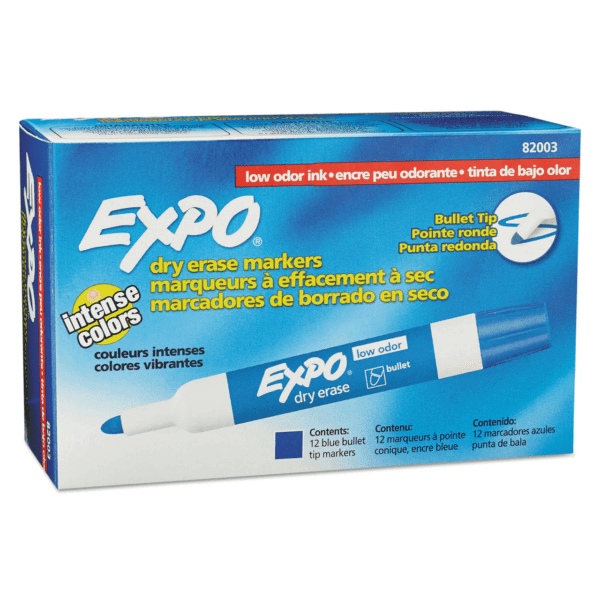 Expo Bullet Whiteboard Markers Blue Pack of 12