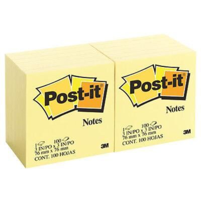 3M 654 Yellow Post-It Notes 76x76 Pack of 12