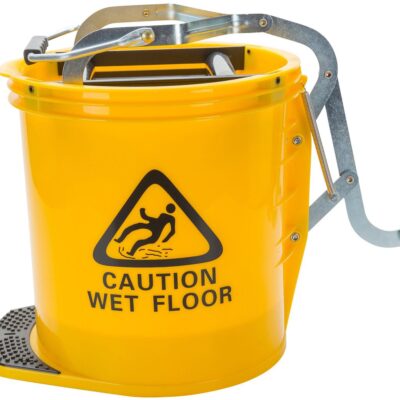 cleanlink-mop-bucket-heavy-duty-metal-wringer-16-litre-yellow