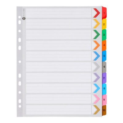 Marbig Extra Wide Dividers A4 1-10 Tab Reinforced