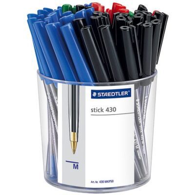Staedtler Stick Ballpoint Pens Assorted Cup Pack of 50