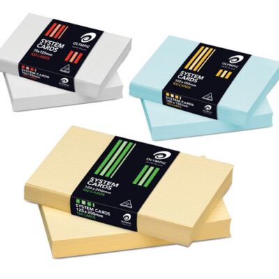 Olympic System Cards 125 x 200mm Ruled Blue