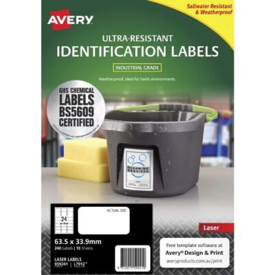 Avery Chemical Grade Laser Labels 63.5 X 33.9mm 24 Up Pack Of 10