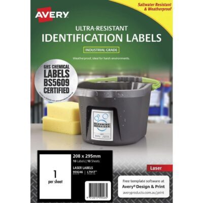 Avery Chemical Grade Laser Labels 208 X 295mm 1 Up Pack Of 10