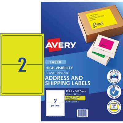 Avery 199.6 X 143.5mm Shipping Label Yellow Pack Of 25