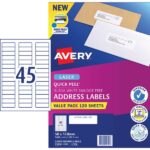 Avery 45UP Laser Address Labels with Sure Feed 120 Sheets