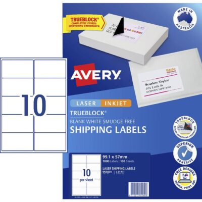 Avery 959031 10up Laser Shipping Labels 100 Sheets