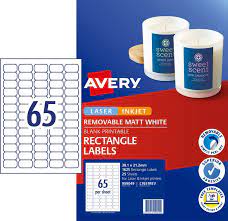 Avery 959049 L7651rev Removable Multi-purpose Laser Inkjet Labels 65up Pack of 25