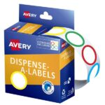 Avery Dispenser Labels Circle 24mm Assorted Colours 300 Pack