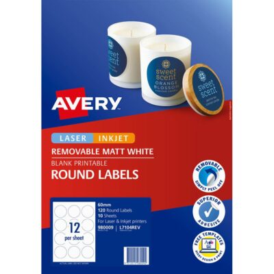 Avery Print-to-the-edge Removable Round Labels White Pack Of 20
