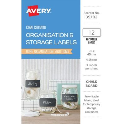 Avery Rectangle Chalkboard Labels Black Pack of 12