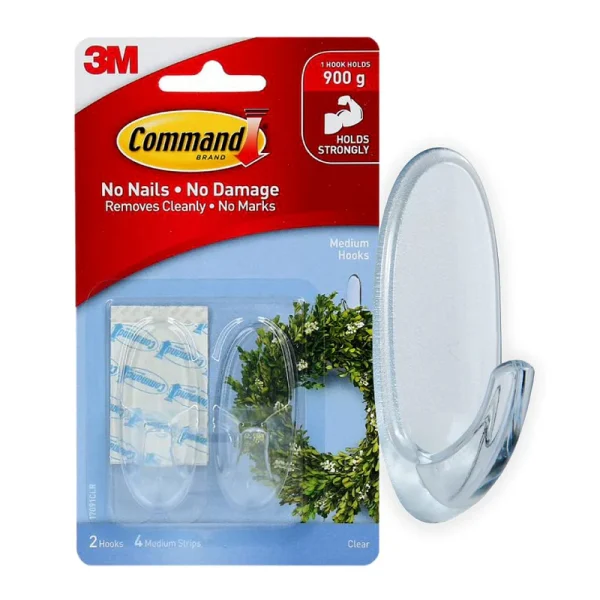 3M Command Medium Hooks With Clear Strips 17091clr