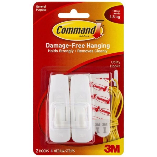 3M Command Mounting Hooks 17001 Medium Pack Of 2