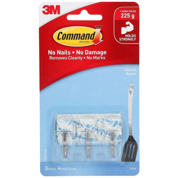 3M Command Small Utensil Hooks With Strips Clear3M