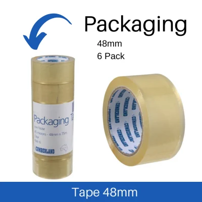 Cumberland Packaging Tape 45 Micron 48mm X 75m Clear Pack6