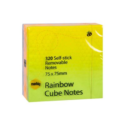 Marbig Rainbow Cube Notes 75x75mm 320 Assorted Sheets