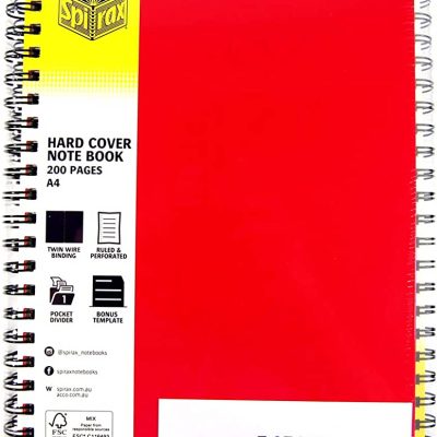 Spirax A4 Hard Cover Notebook 200 Page Red