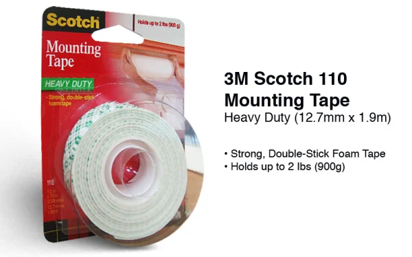 3m 110 Scotch Heavy Duty Foam Mounting Tape 12.7mm X 1.9m
