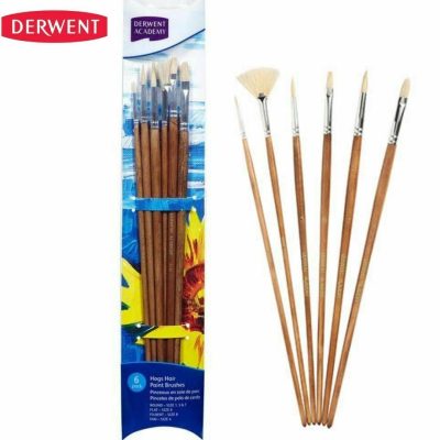 Derwent Academy Hogs Hair Paintbrush Cylinder Set Large Pack of 6