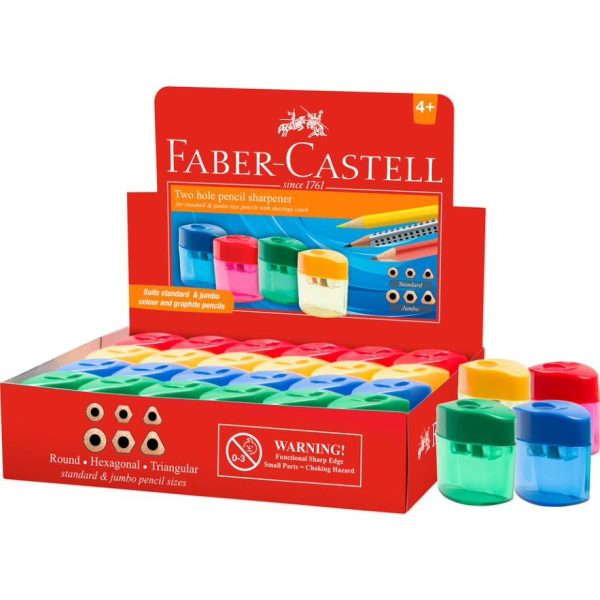 Faber-castell 2 Hole Pencil Sharpener With Shavings Catch Box 24