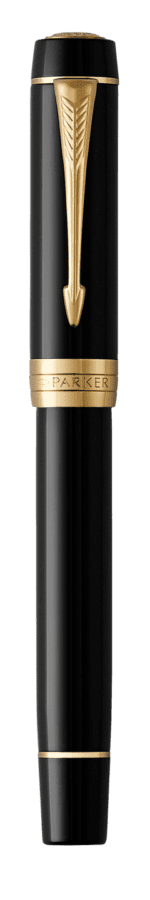 Parker Duofold Black Gold Trim Fountain Pen Centennial 18K Nib Medium